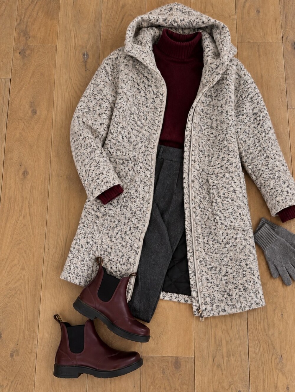 Minimum Wool Blend Hooded Winter Coat – Size 38